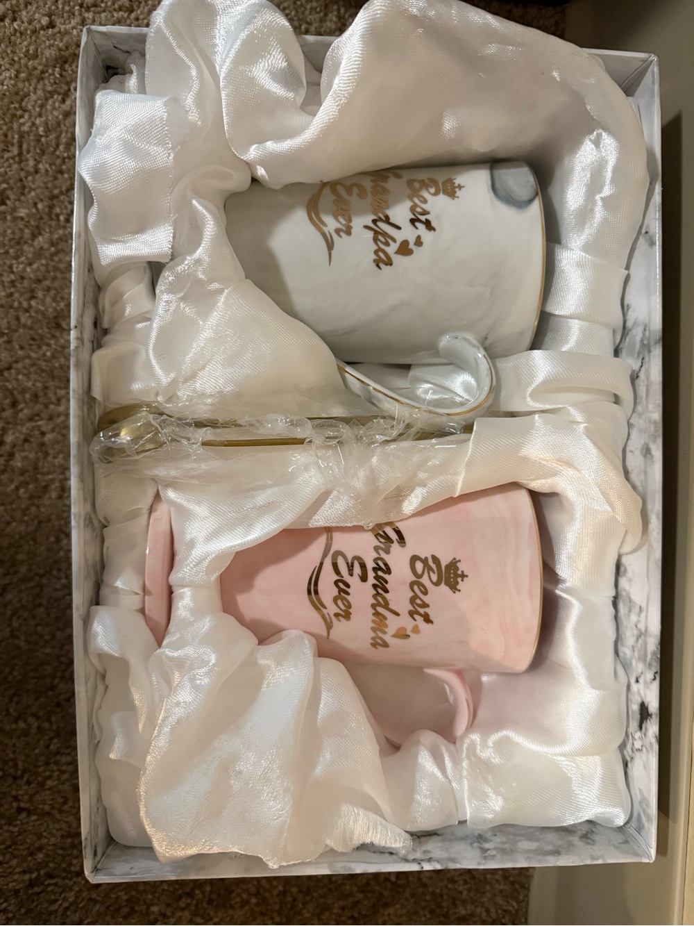 Best Grandma Ever Ceramic Mug Gift Set - Pink and White